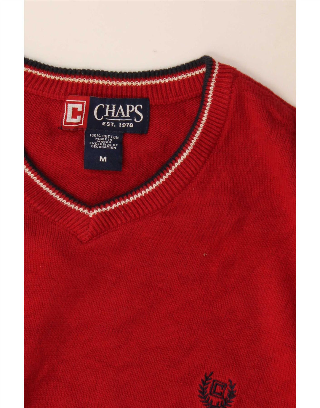 Chaps Pull Col V Homme Rouge Moyen Coton