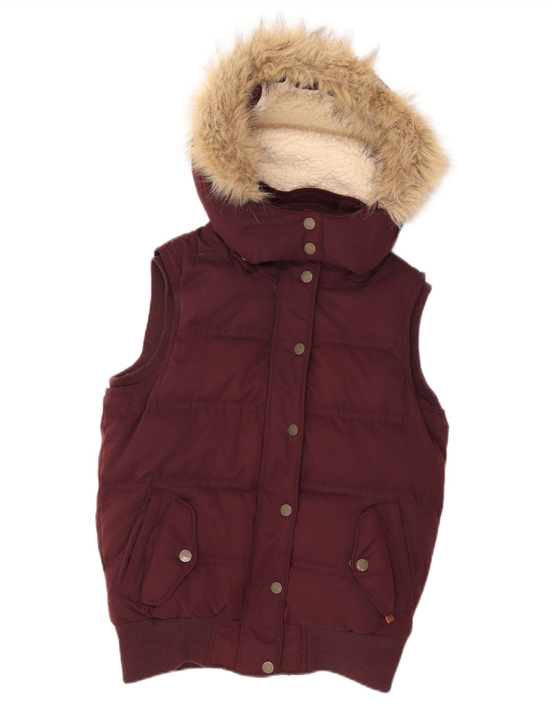 Fat Face Gilet rembourré à capuche pour femme UK 8 Small Bordeaux Polyester