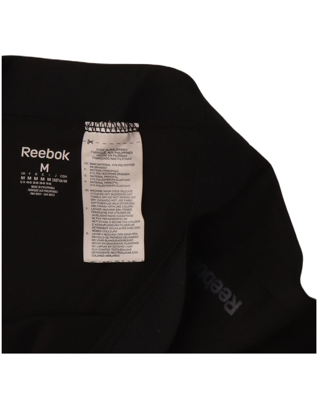 REEBOK Leggings Femme UK 12/14 Moyen Noir Polyester