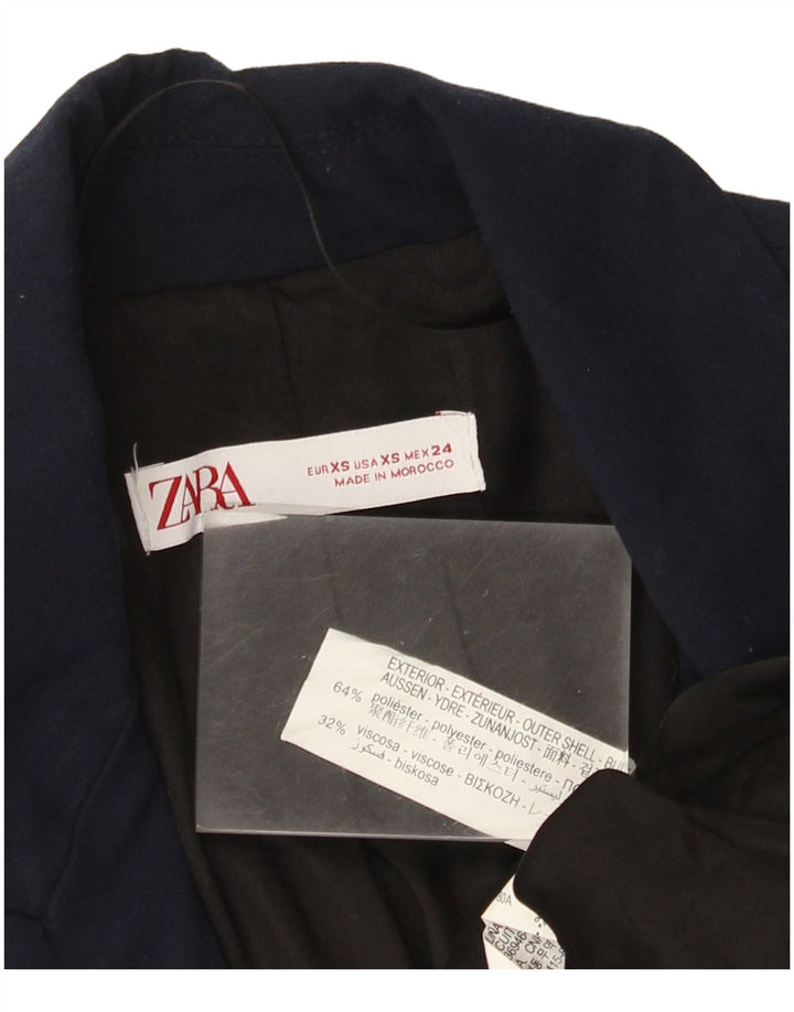 Zara Veste Blazer 1 Bouton Femme UK 6 XS Bleu Marine Polyester