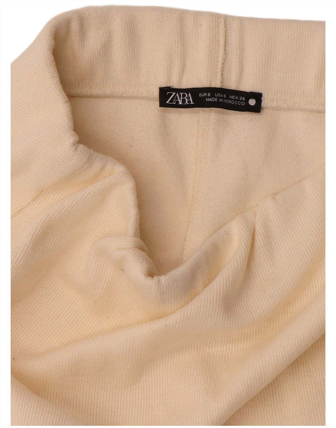 Zara Femme Jupe Midi En Tricot Petit W27 Blanc Cassé