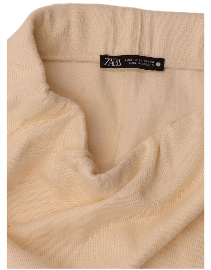 Zara Femme Jupe Midi En Tricot Petit W27 Blanc Cassé