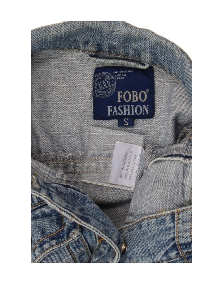 VINTAGE Womens Crop Denim Jacket UK 10 Small Blue Cotton Vintage Vintage and Second-Hand Vintage from Messina Hembry 