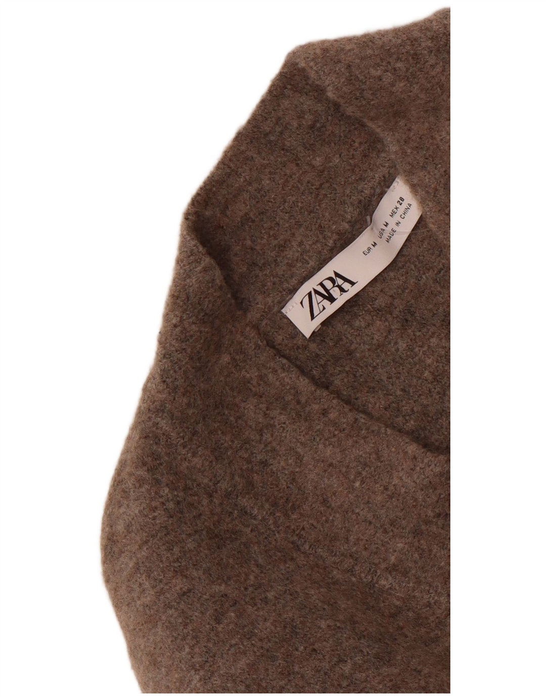 Zara Femme Cardigan Pull UK 12 Marron Moyen Polyamide