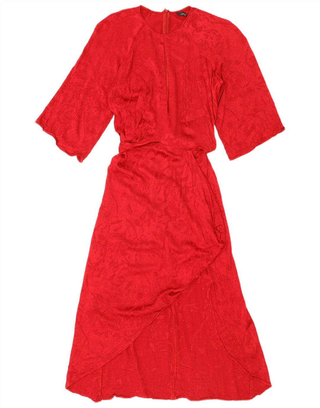 Zara Robe Maxi Femme UK 10 Petite Viscose Rouge