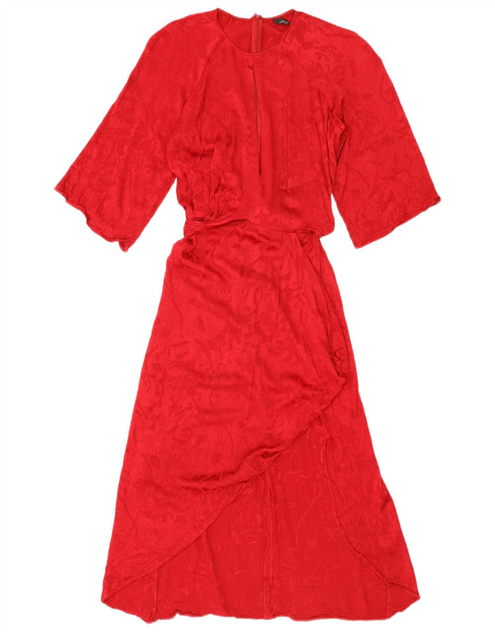 Zara Robe Maxi Femme UK 10 Petite Viscose Rouge