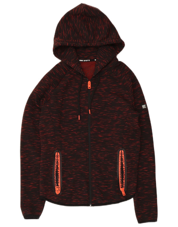 Superdry Womens Zip Hoodie Sweater UK 10 Small Burgundy Flecked Polyester
