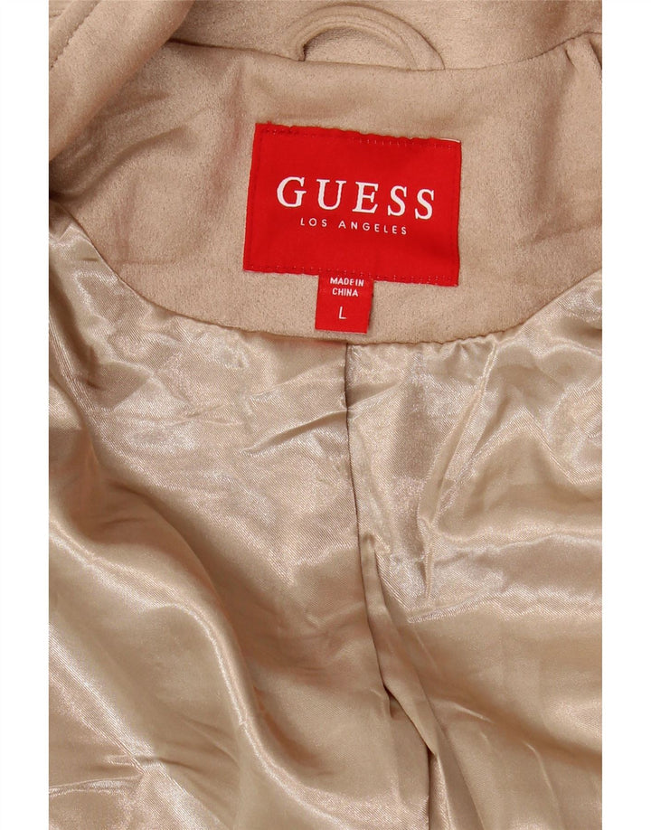 GUESS Veste de motard en tricot court pour femme UK 16 Large Beige