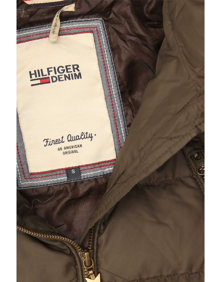 Tommy Hilfiger Manteau rembourré à capuche pour femme UK 10 Petit Kaki Polyester