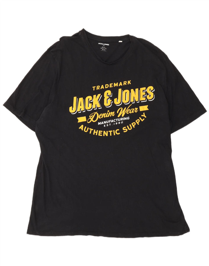 Jack & Jones T-Shirt Graphique Homme Top 2XL Noir Coton