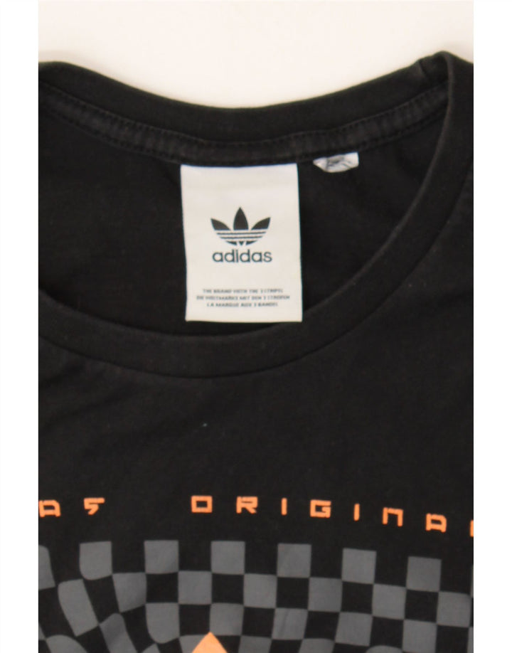 ADIDAS Mens Graphic T-Shirt Top Medium Black Vintage Adidas and Second-Hand Adidas from Messina Hembry 