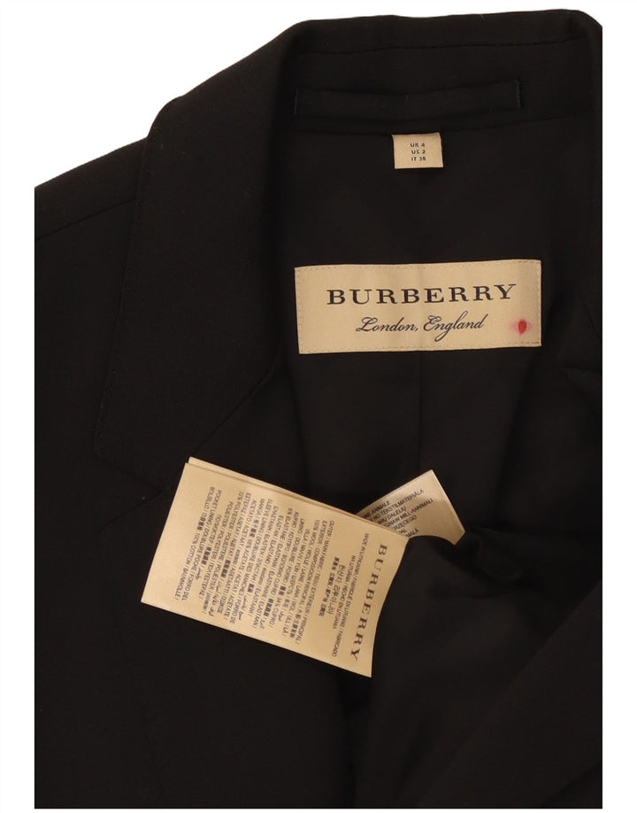 Burberry Veste Blazer 1 Bouton Femme UK 4 XS Noir Laine Classique