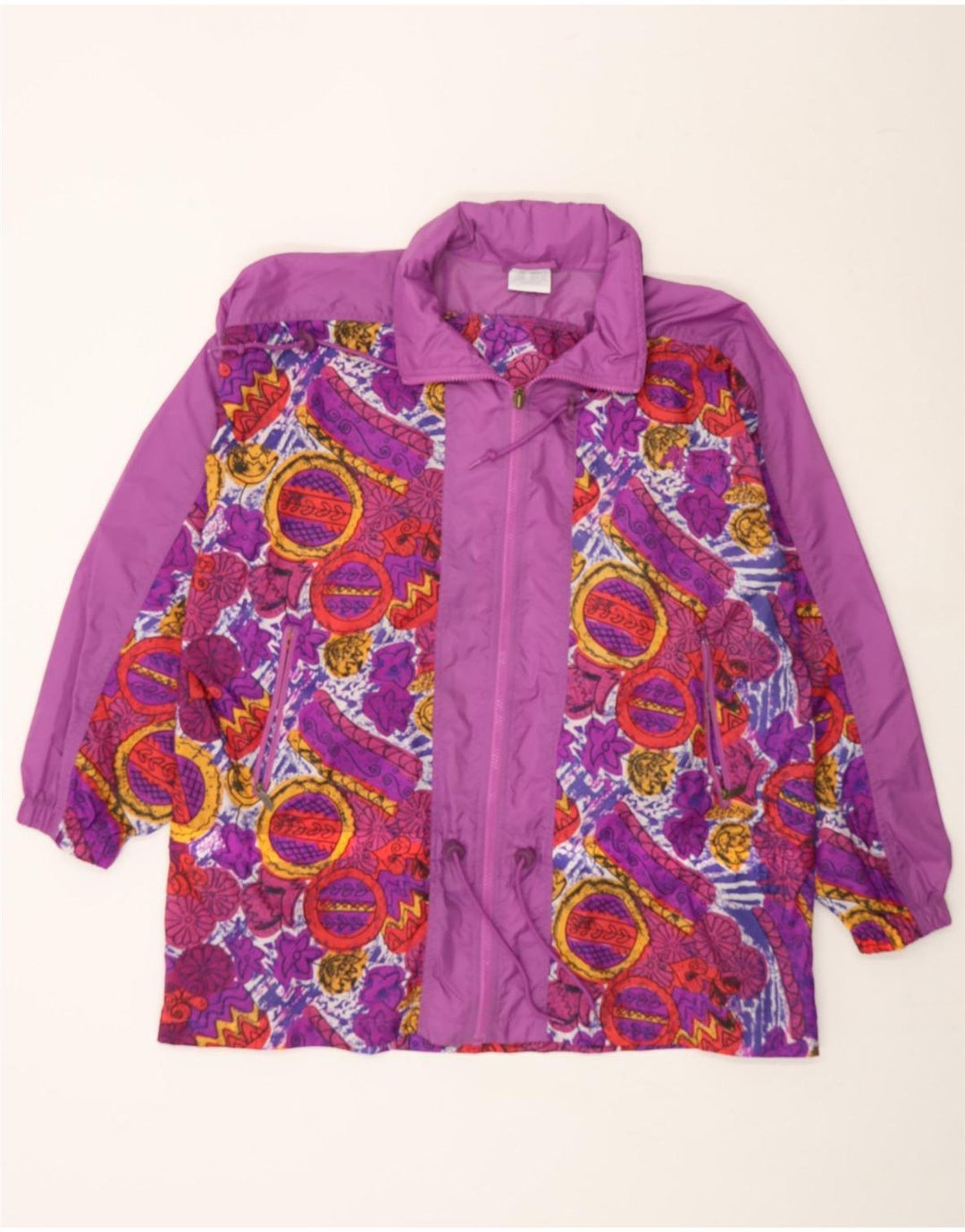 ALEX Mens Rain Jacket UK 38 Medium Purple Floral Polyamide Vintage ALEX and Second-Hand ALEX from Messina Hembry 