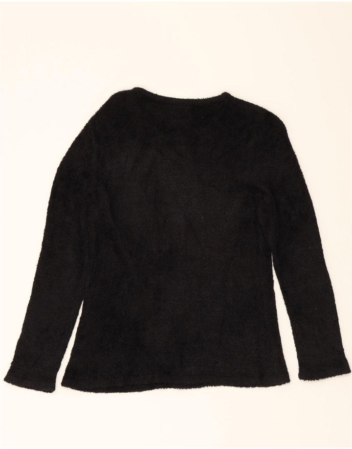 VINTAGE Womens Crew Neck Jumper Sweater UK 12 Medium Black Viscose Vintage Vintage and Second-Hand Vintage from Messina Hembry 