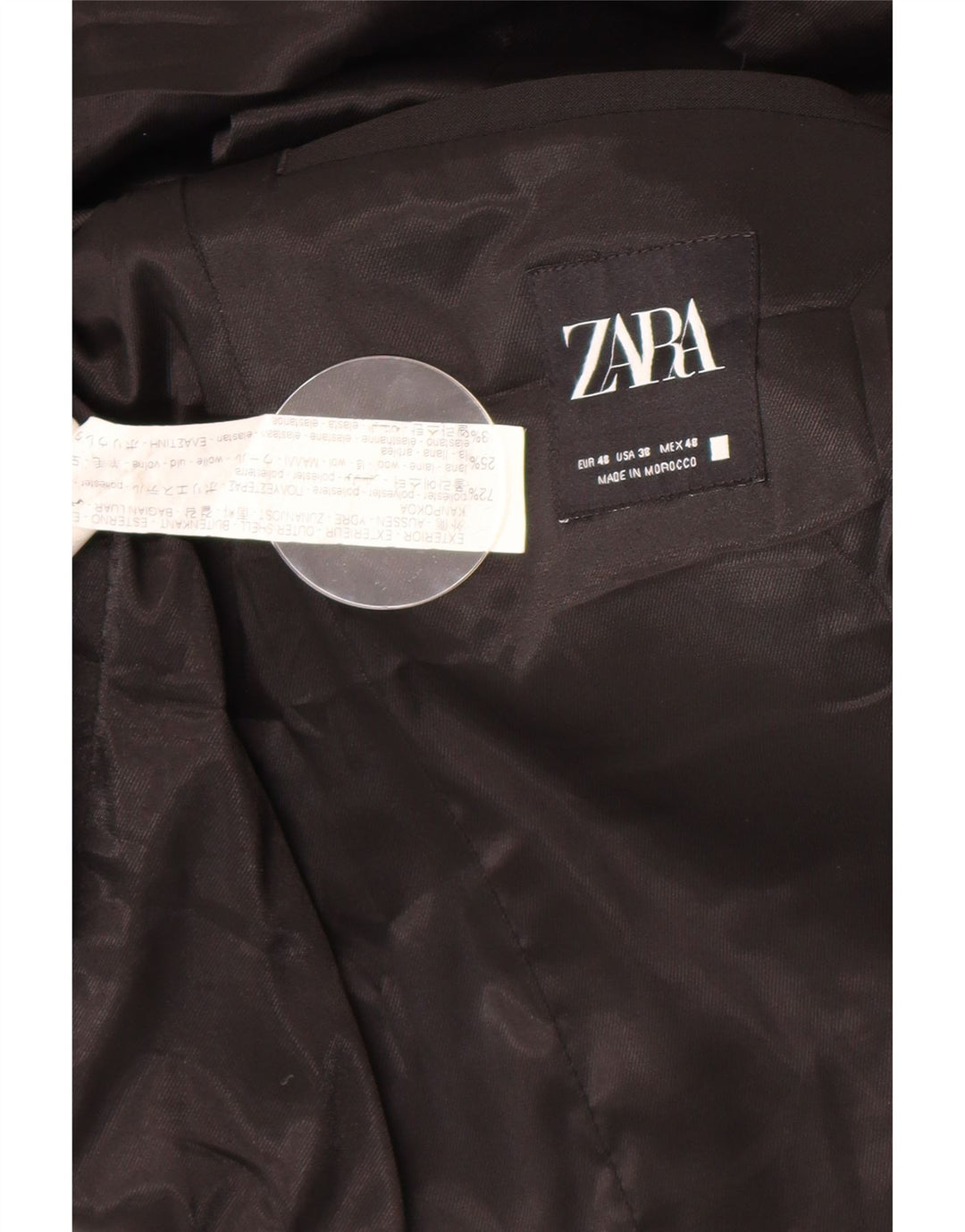 Zara Veste Blazer 2 Boutons Homme EU 48 Polyester Noir Moyen