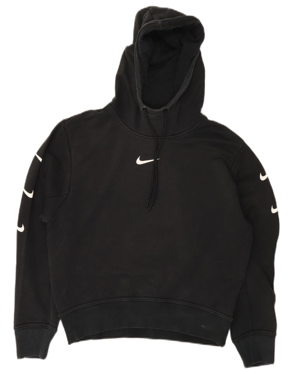 Nike Pull à capuche graphique pour femme UK 14 en coton noir moyen