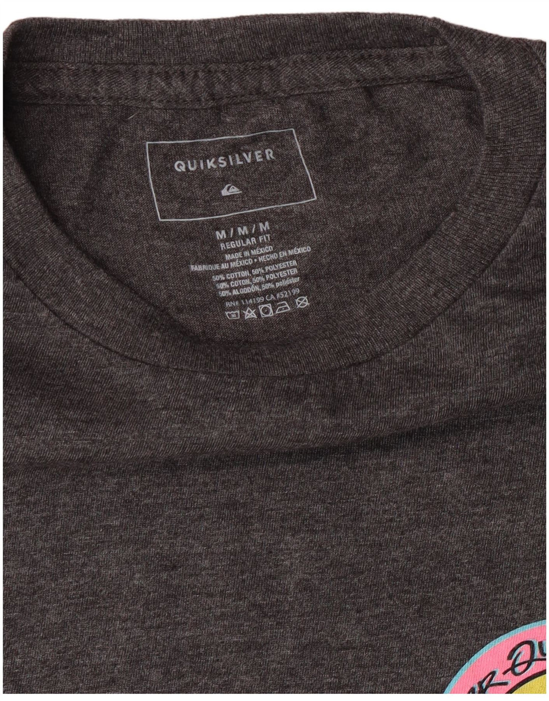 Quiksilver T-Shirt Regular Fit Graphique Homme Gris Moyen Coton