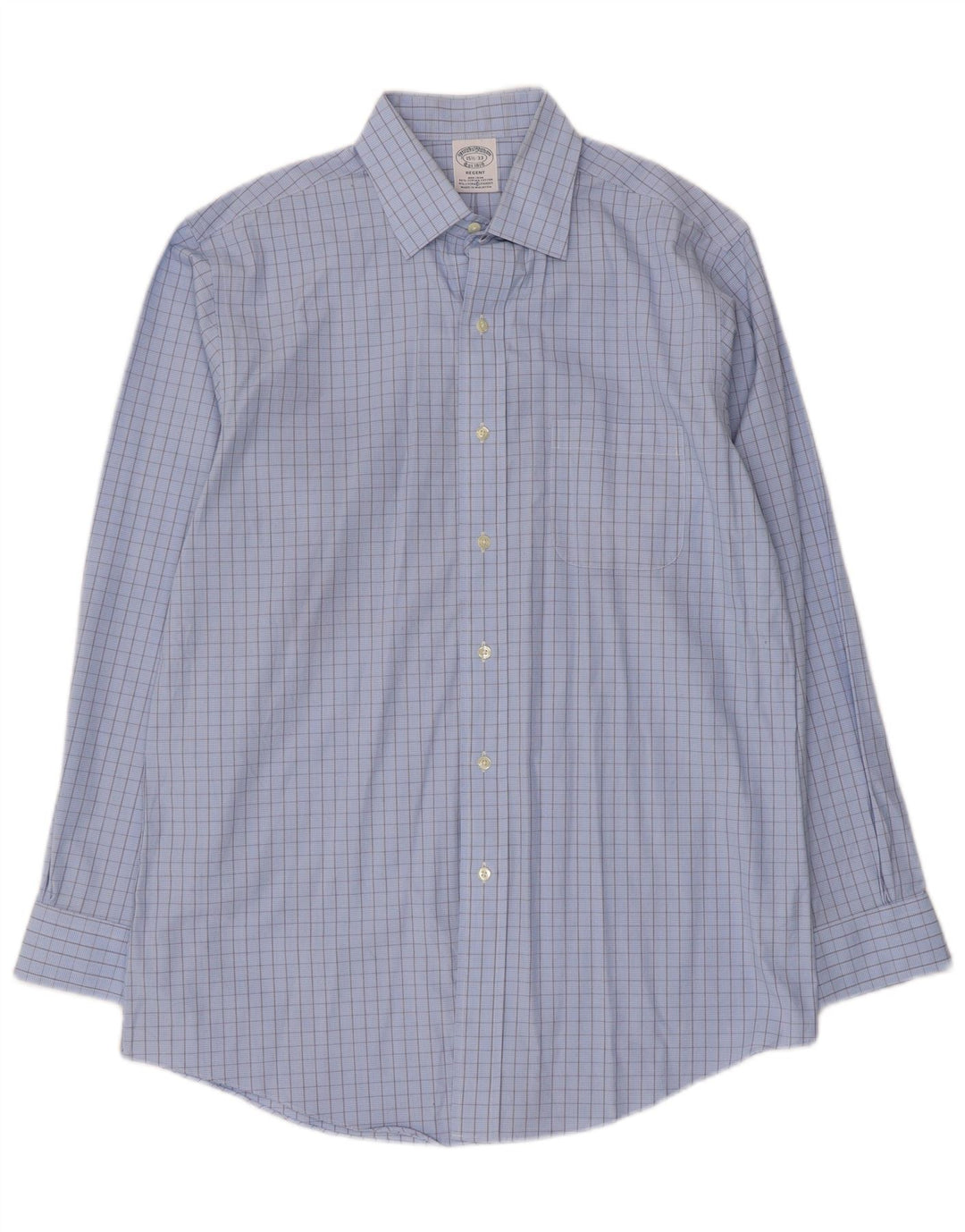 Brooks Brothers Chemise Regent Homme Taille 15 1/2 Coton à carreaux bleu moyen