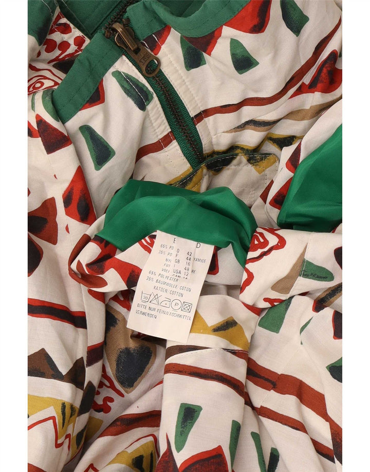 vintage Femme Veste réversible à capuche UK 16 Grand Vert Géométrique