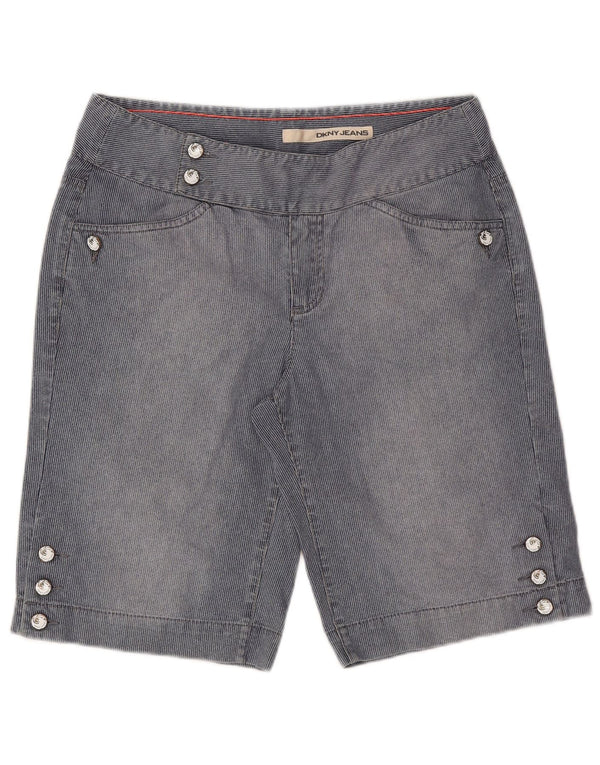 Dkny Short décontracté pour femme US 8 Medium W31 Bleu marine en coton à fines rayures