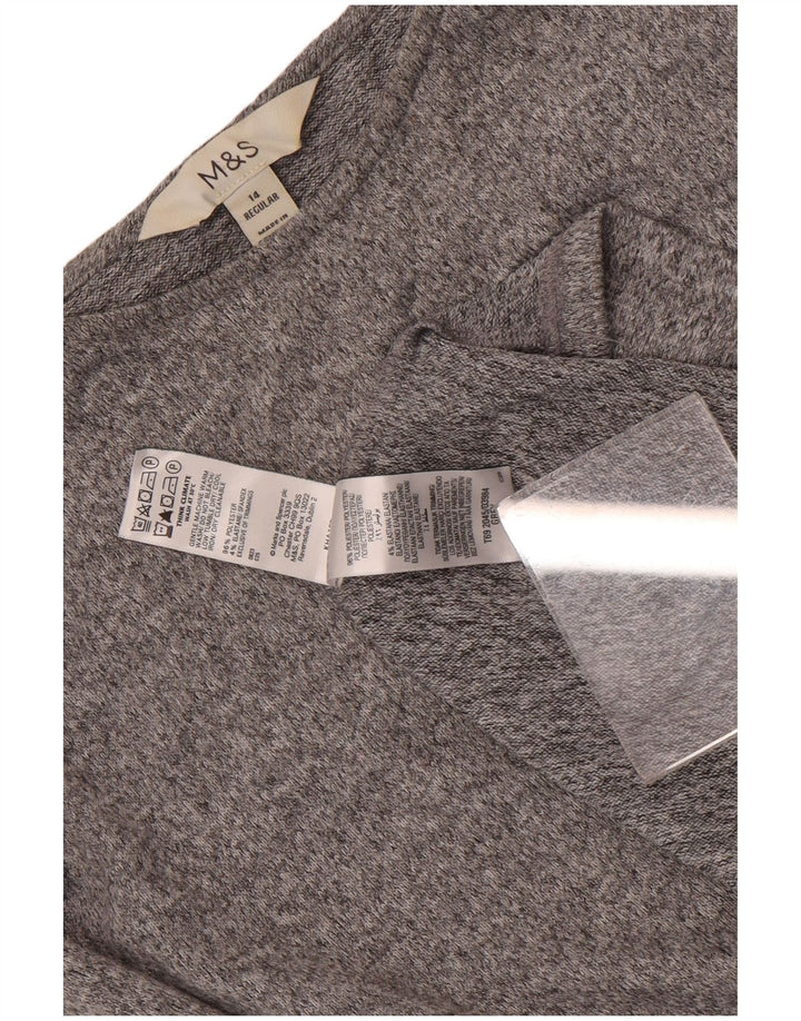Marks & Spencer Robe fourreau à manches longues pour femme UK 14 Gris moyen moucheté