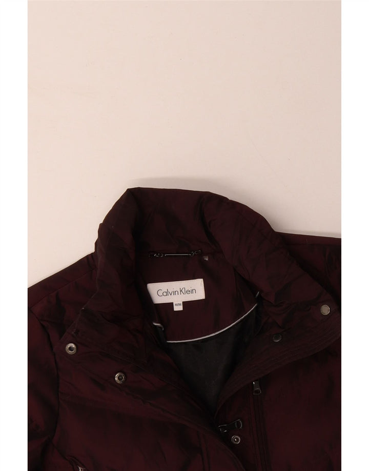 CALVIN KLEIN Veste matelassée pour femme UK 14 Medium Maroon Polyester
