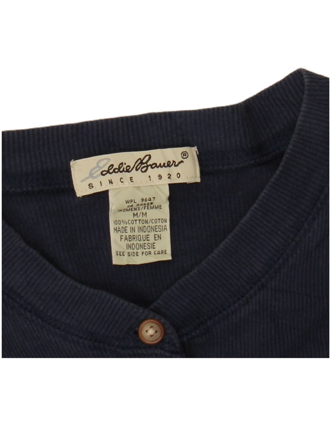 EDDIE BAUER T-Shirt Femme Top UK 14 Bleu Marine Moyen Coton