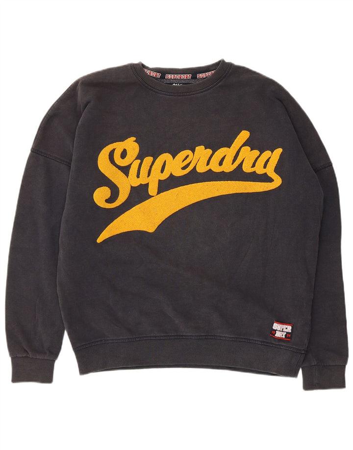 Superdry Pull-over surdimensionné graphique pour hommes UK 8 Small Gris Coton