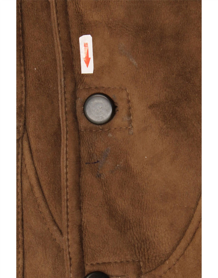 veste en peau de mouton vintage pour homme UK 40 Grande peau de mouton brune