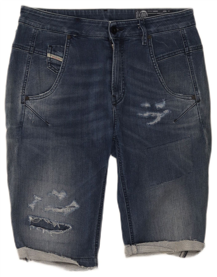 Diesel Short en jean vieilli W27 pour femme Petit coton bleu