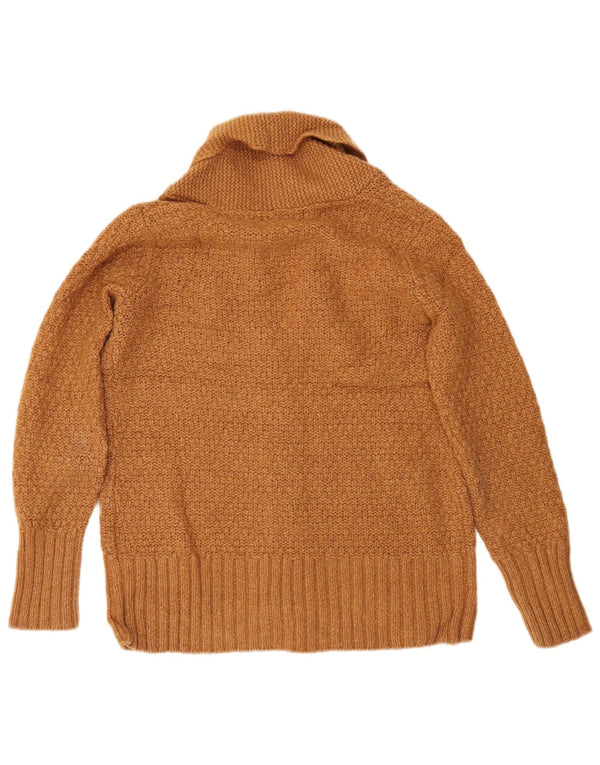 EDDIE BAUER Pull cardigan surdimensionné pour femme UK 10 Petite laine d'agneau marron