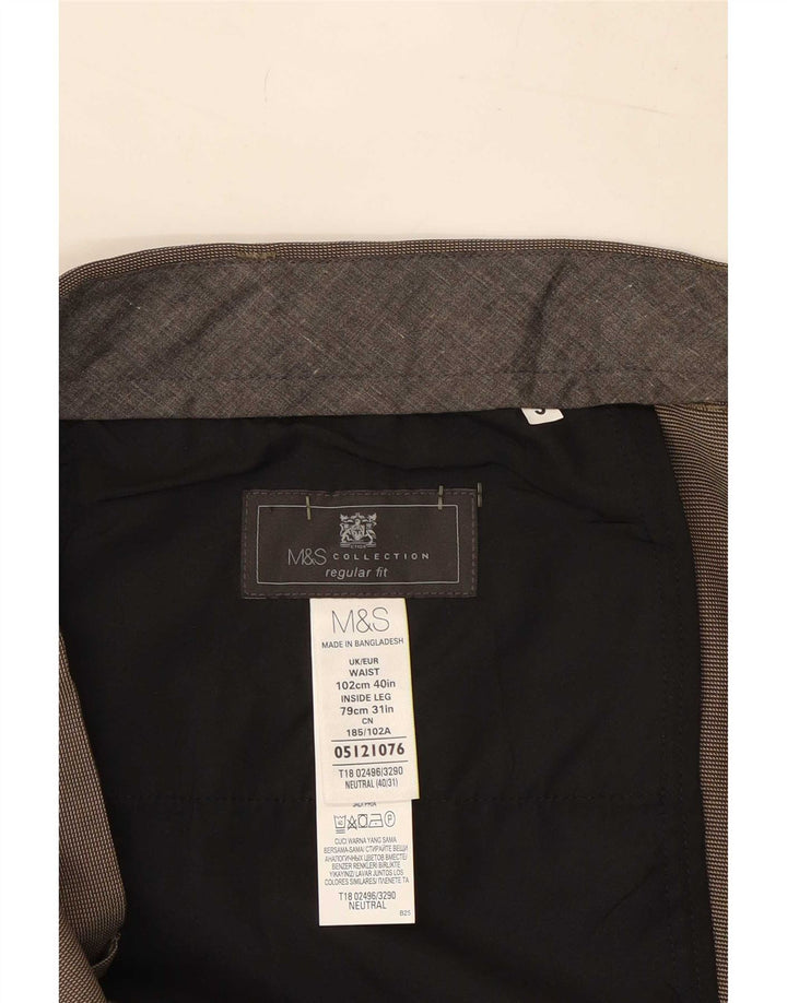 Marks & Spencer Pantalon de costume coupe classique pour homme W40 L31 Marron Polyester