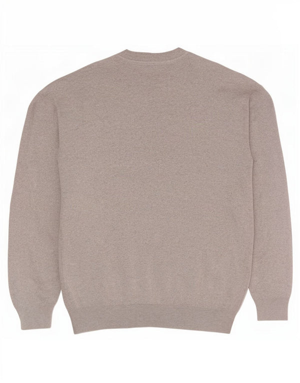Zara Pull à col rond pour homme en coton gris Large