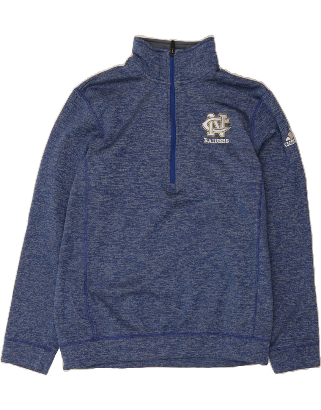ADIDAS Mens Climawarm Zip Neck Sweatshirt Jumper Medium Navy Blue Flecked Vintage Adidas and Second-Hand Adidas from Messina Hembry 