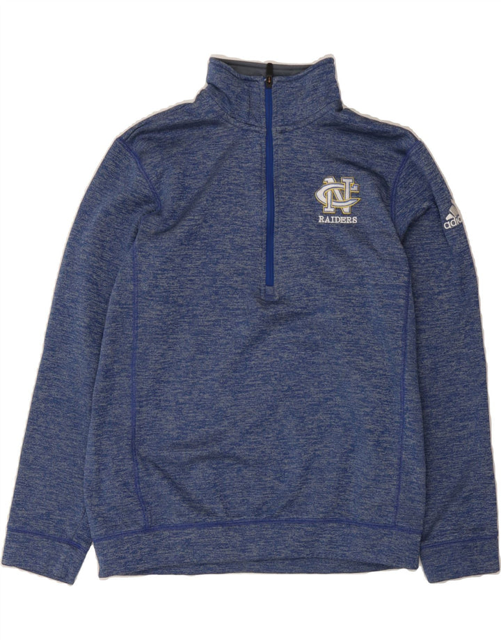 ADIDAS Mens Climawarm Zip Neck Sweatshirt Jumper Medium Navy Blue Flecked Vintage Adidas and Second-Hand Adidas from Messina Hembry 