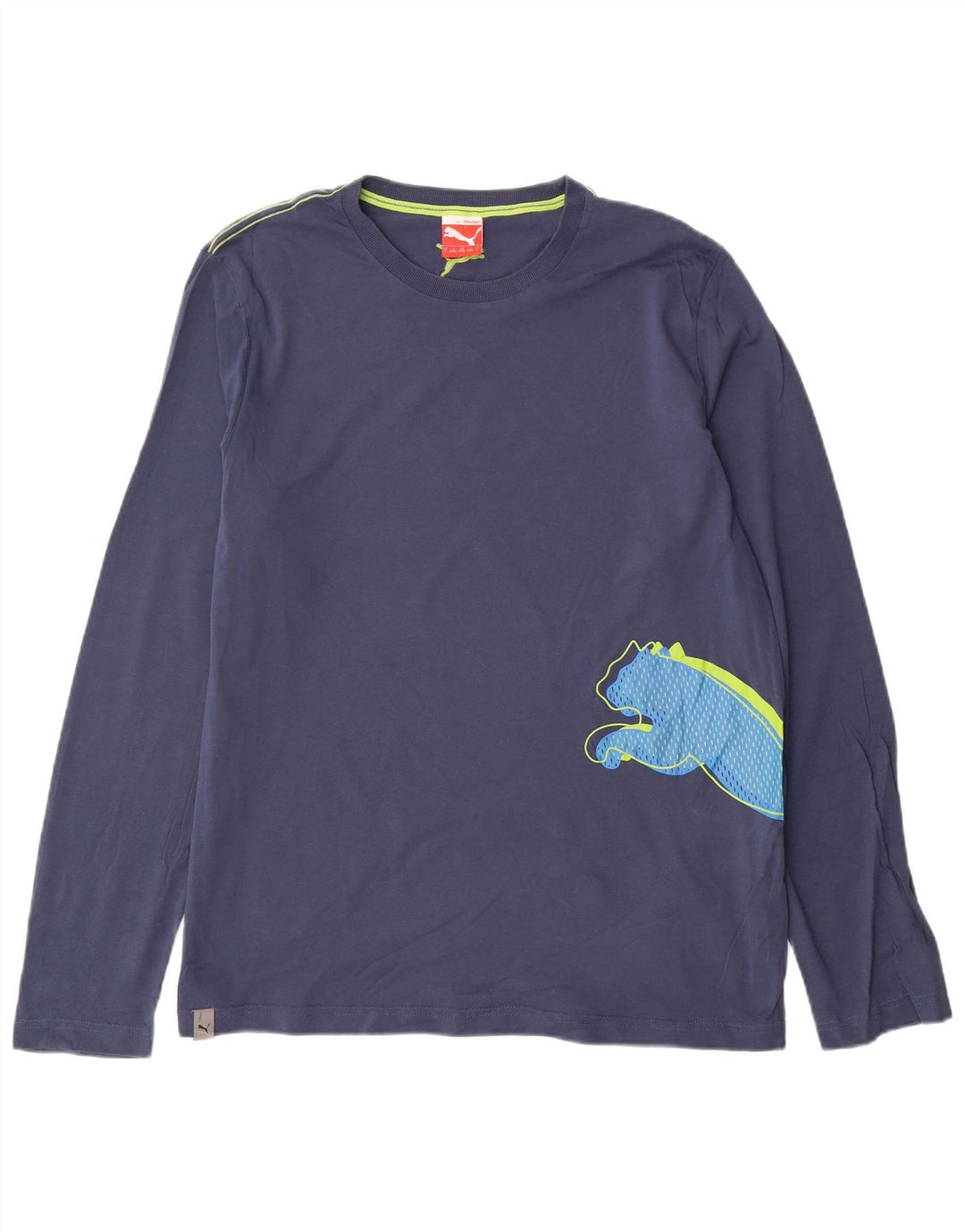 Puma T-shirt graphique à manches longues pour hommes, grand coton bleu marine