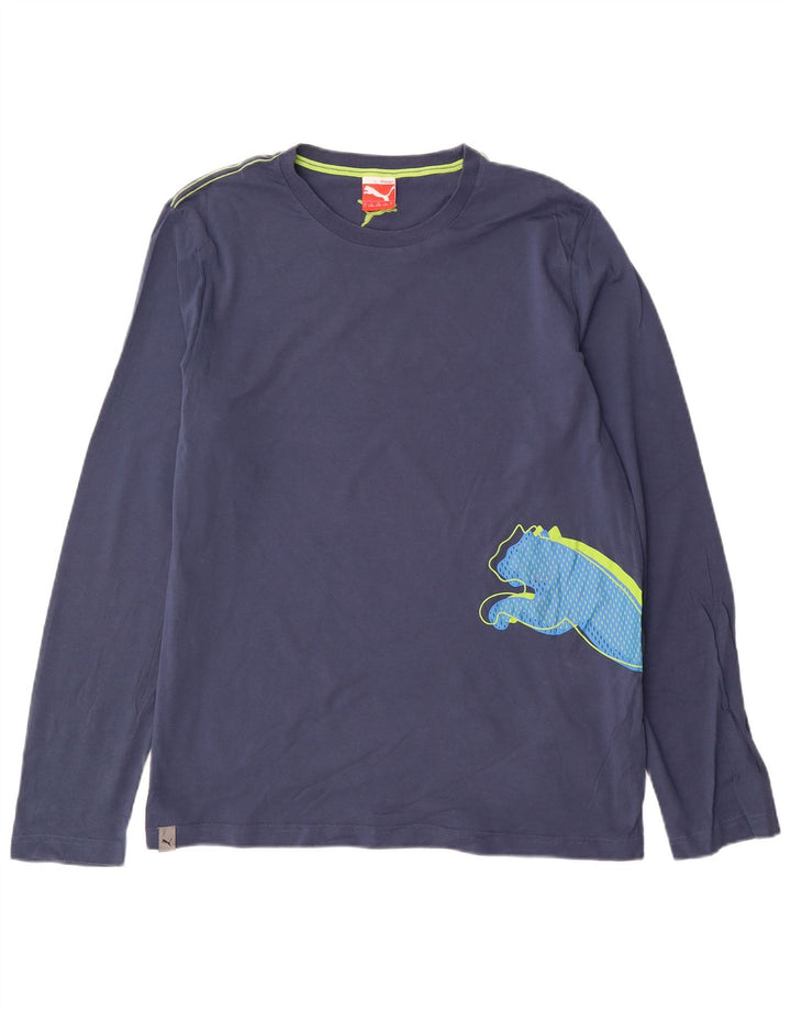 Puma T-shirt graphique à manches longues pour hommes, grand coton bleu marine