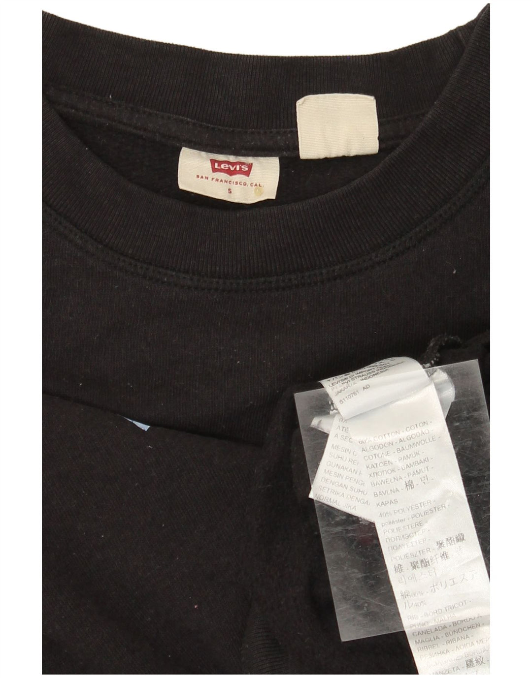 LEVI'S Sweat-shirt graphique surdimensionné pour femme UK 10 Petit coton noir