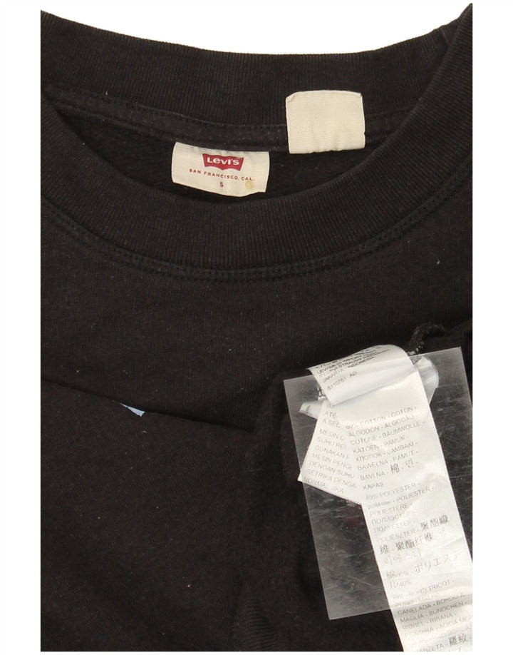 LEVI'S Sweat-shirt graphique surdimensionné pour femme UK 10 Petit coton noir