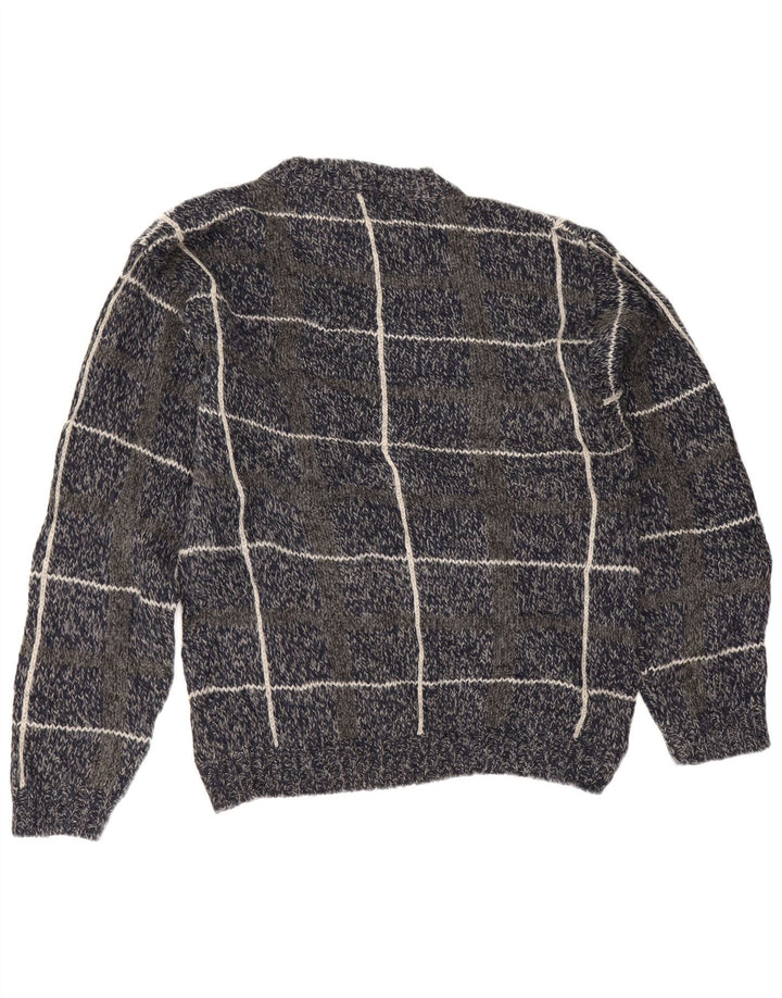 Eddie Bauer Pull à col rond pour homme en laine à carreaux bleu marine moyen
