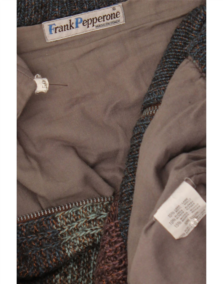 Frank Pepperone Veste Bomber En Tricot Pour Femme IT 50 Large Rayé Multicolore