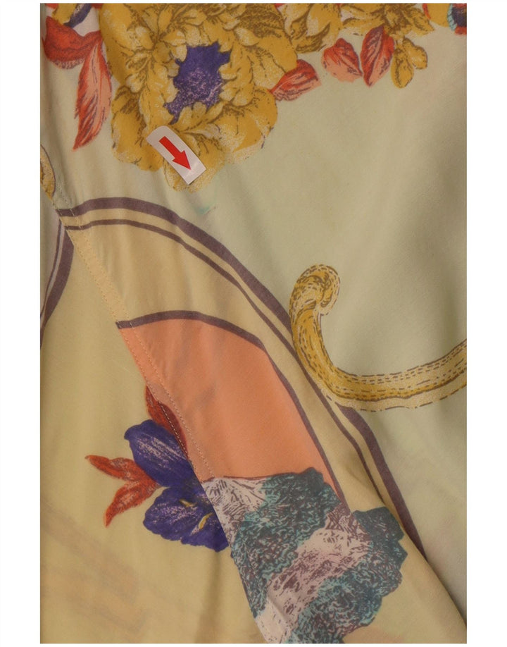 vintage Chemise à manches courtes pour hommes Floral jaune moyen