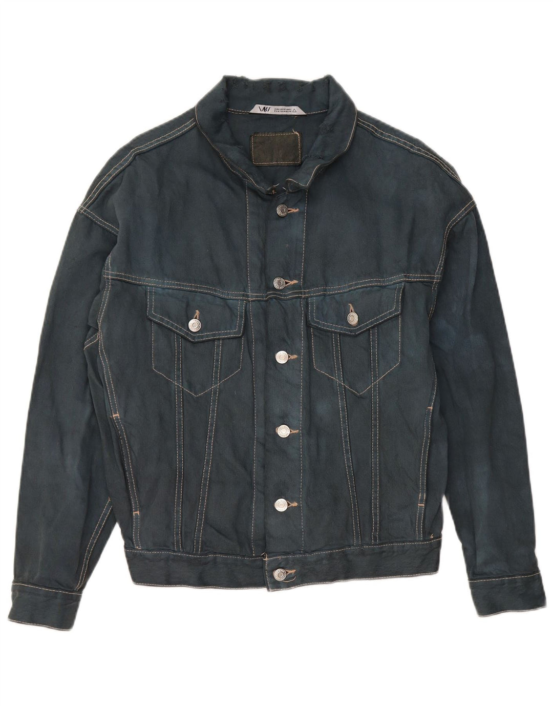 ZARA Veste en jean pour homme UK 38 Bleu marine moyen Coton
