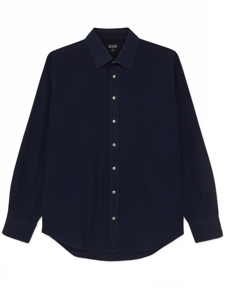 Trussardi Chemise Homme Taille 39/40 Bleu Marine Moyen Coton