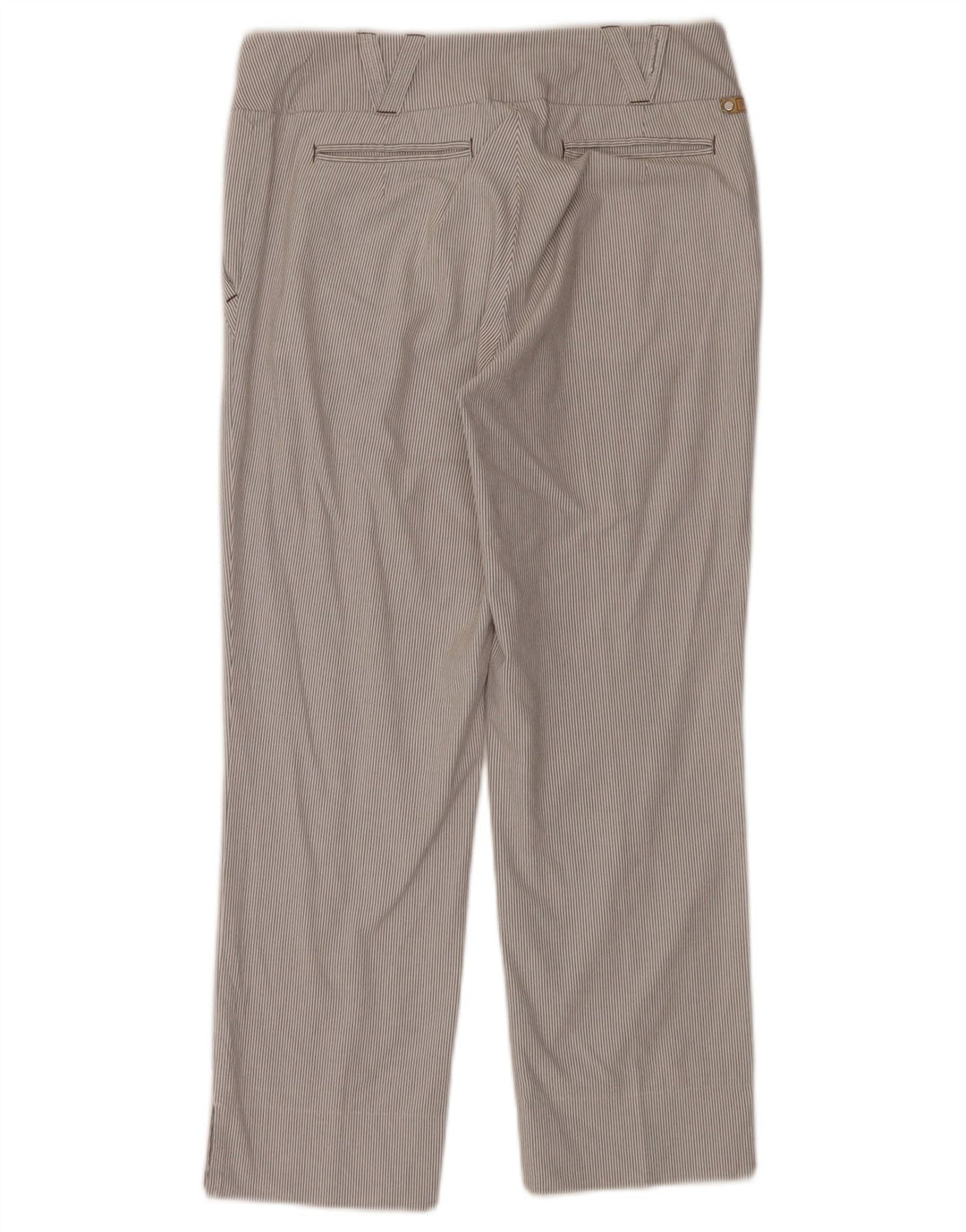 SPORTMAX Pantalon court pour femme UK 8 Small W28 L25 Gris à fines rayures