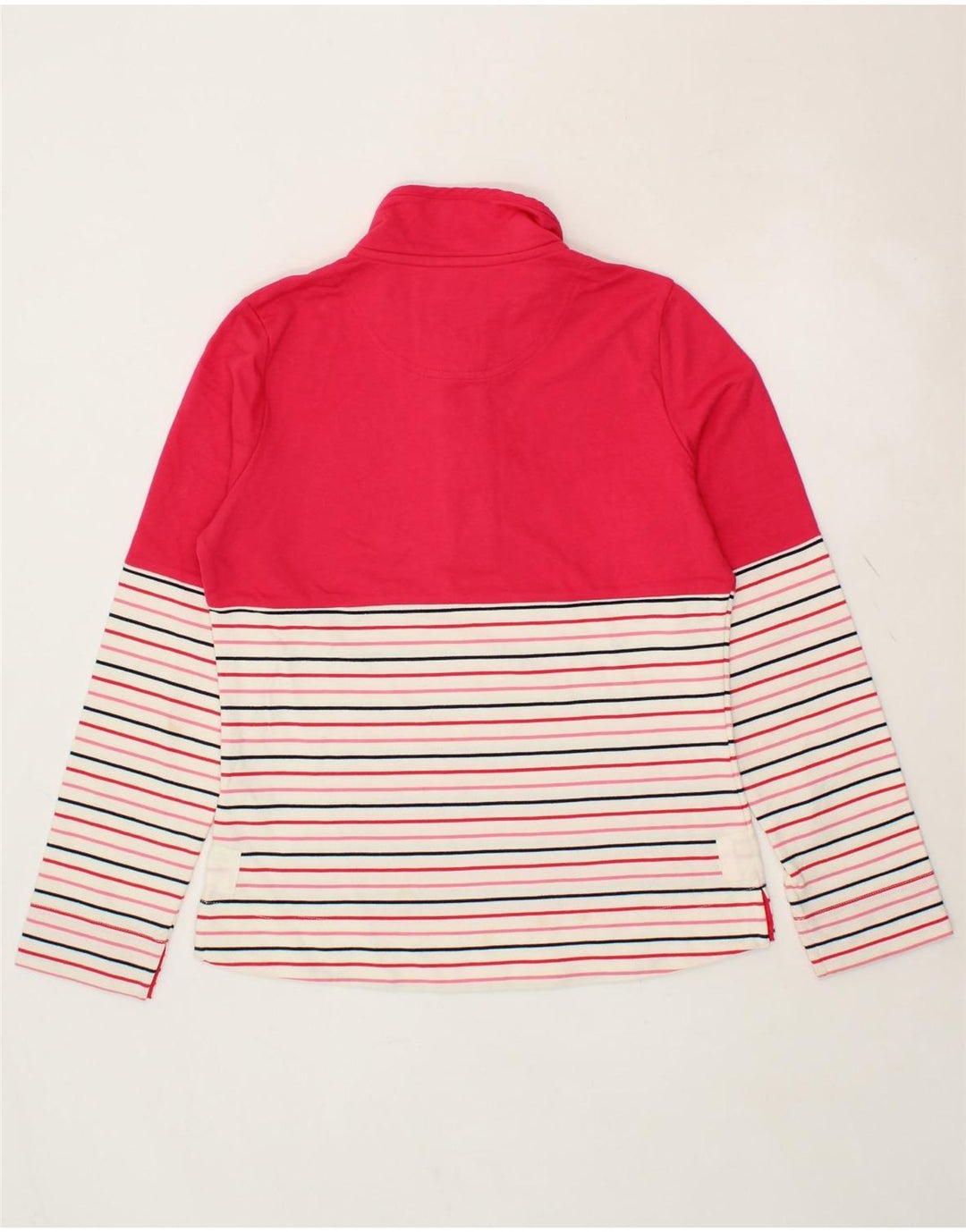 JOULES Womens Button Neck Sweatshirt Jumper UK 10 Small Pink Striped Vintage Joules and Second-Hand Joules from Messina Hembry 