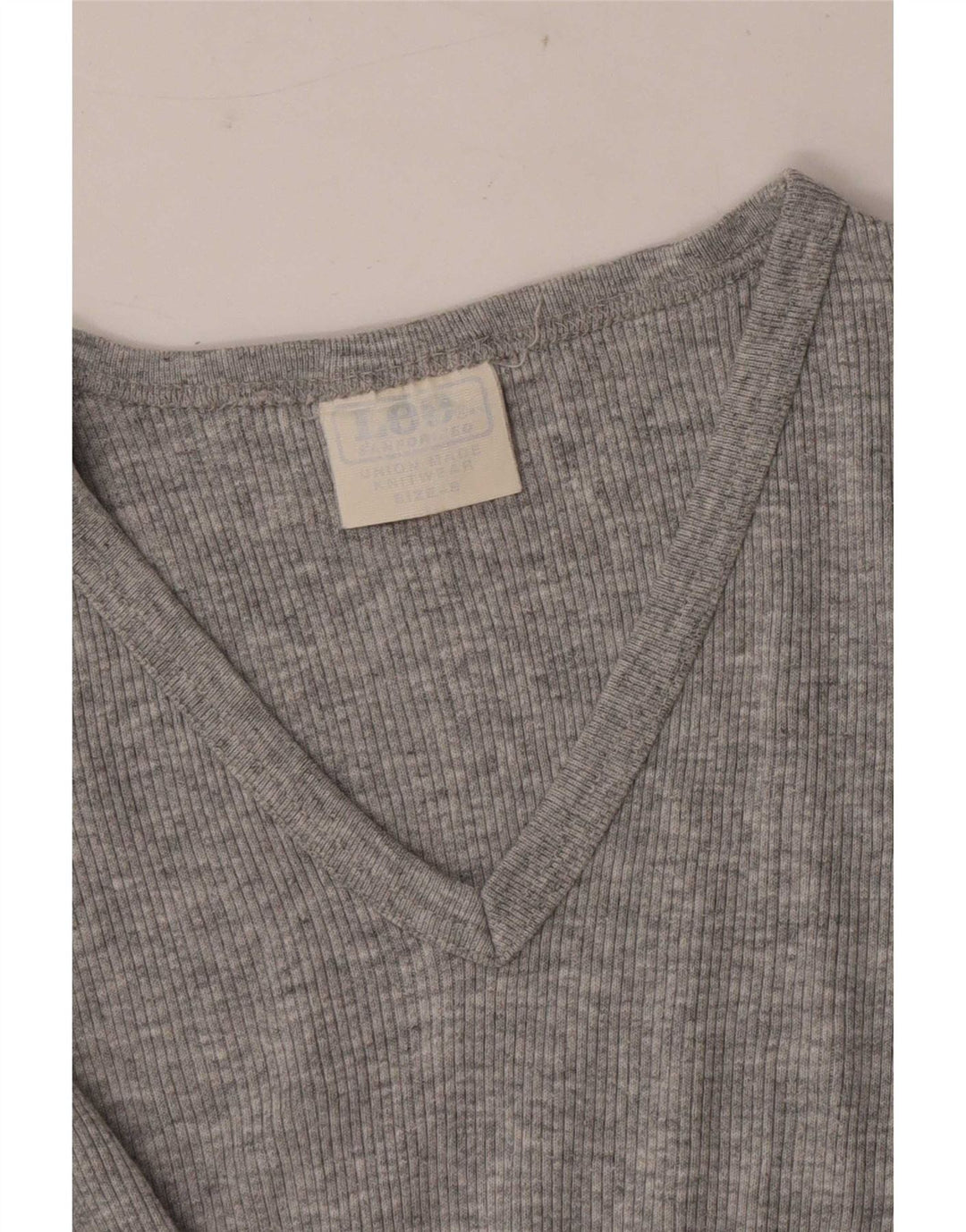 Lee T-Shirt Femme Top UK 8 Small Gris Coton