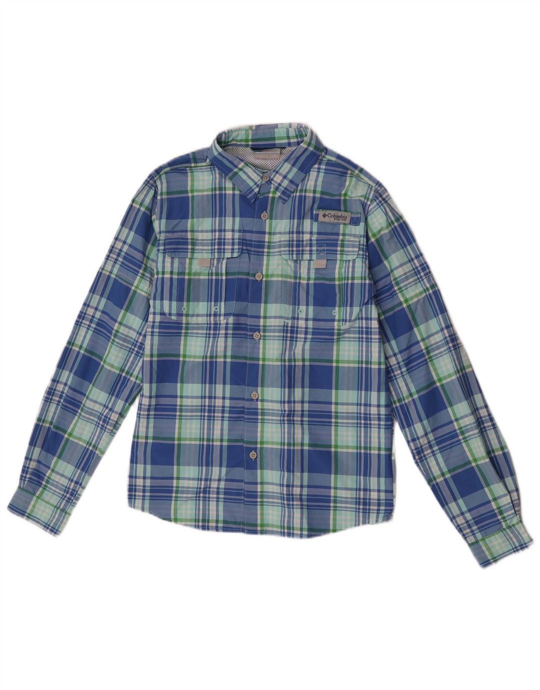 Columbia Chemise Garçon 11-12 ans Grand Carreau Bleu Nylon