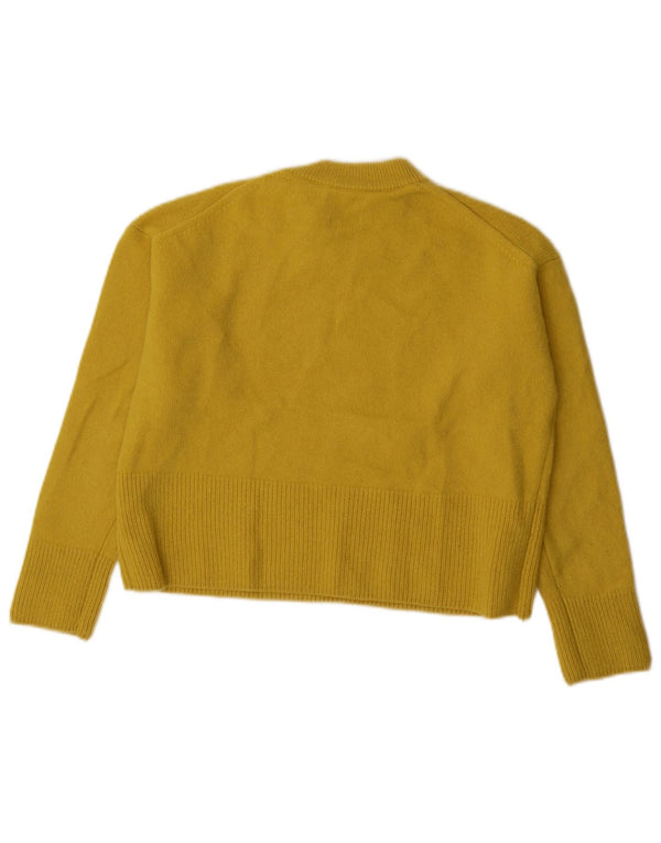 Massimo Dutti Pull surdimensionné à col rond pour femme UK 6 XS en laine jaune