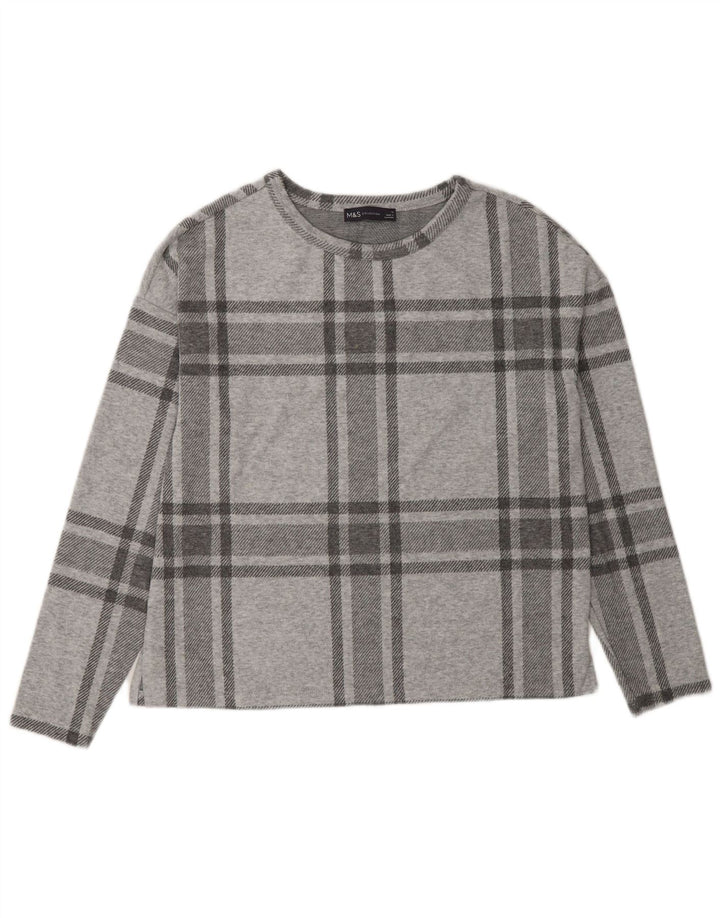 Marks & Spencer Haut surdimensionné à manches longues pour femme UK 10 Petit carreaux gris